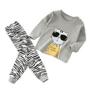 TAIAOJING Toddler Kids Girls Boys Pajamas Set Girls Boys Toddler Soft Pajamas Toddler Cartoon Prints Long Sleeve Kid Sleepwear Sets Cute Pjs Sleepwear 3-6 Months
